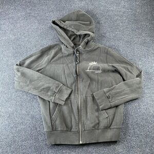 Y2K Billabong Hoodie Women's Small Black Full Zip Palm Tree Fleece Sweatshirt